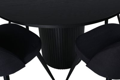 Venture Home Bianca & Velvet Runt Matbord ⌀110 Svart + 4 st Matstolar Svart