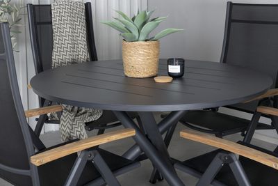 Venture Home Alma & Panama Runt Matbord ⌀120 Svart + 4 st Positionsstolar Svart