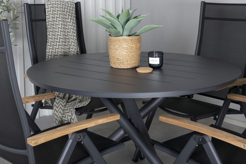 Venture Home Alma & Panama Runt Matbord ⌀120 Svart + 4 st Positionsstolar Svart