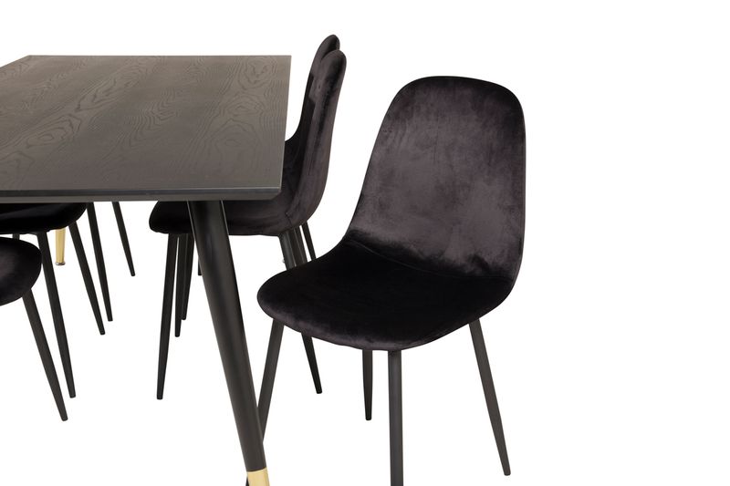 Venture Home Dipp Bord - Rektangulärt Matbord i Svart och Mässing