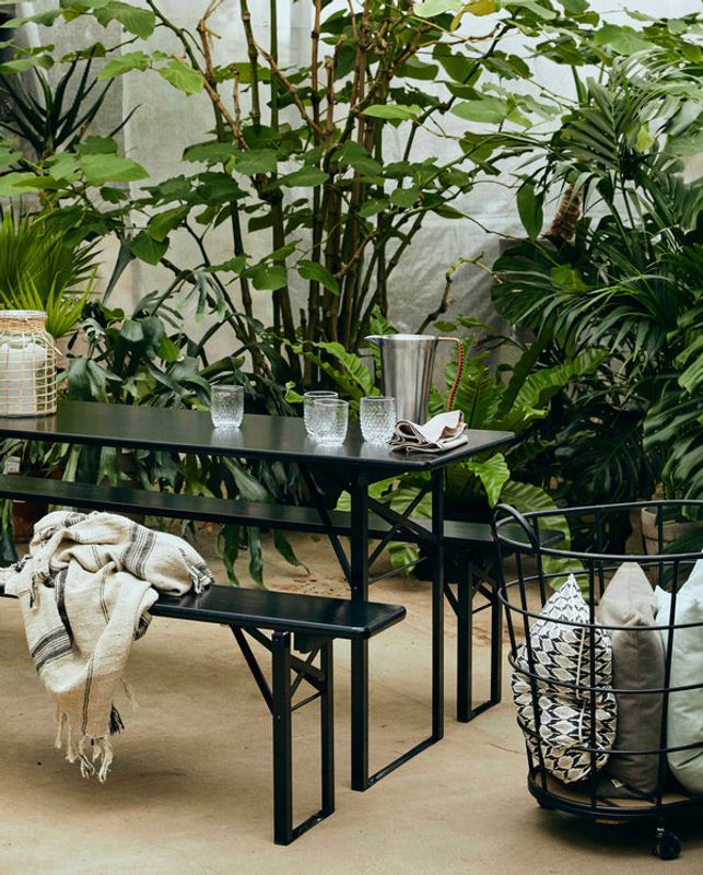 Nordal bord/bänk set - svart, s/3, S