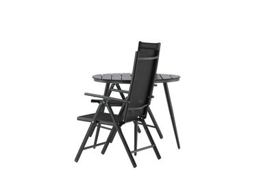 Venture Home Break Runt Matbord ⌀90 Svart + 2 st Positionsstolar Svart