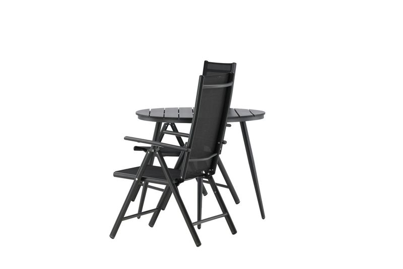 Venture Home Break Runt Matbord ⌀90 Svart + 2 st Positionsstolar Svart