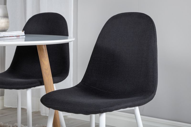 Venture Home Polar & Plaza 4 st Matstolar Svart + Runt Matbord ⌀100 Vit