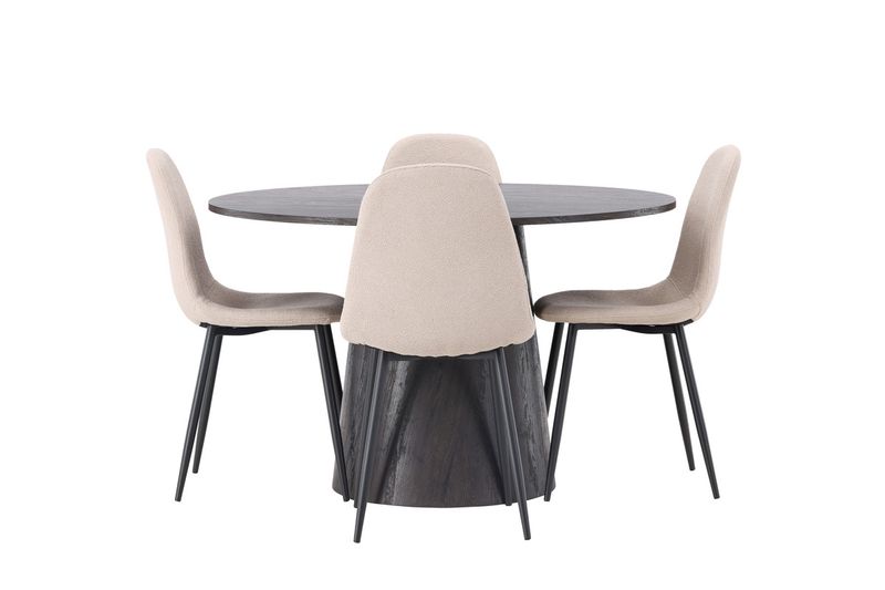 Venture Home Lanzo & Polar Runt Matbord ⌀120 Mocka + 4 st Matstolar Beige