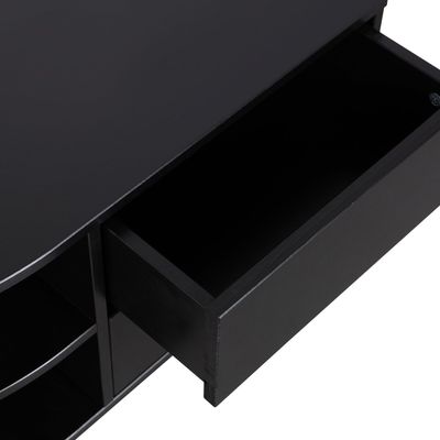 WOOOD FINCA TV-bänk rund vänster 78 cm grangren djup svart