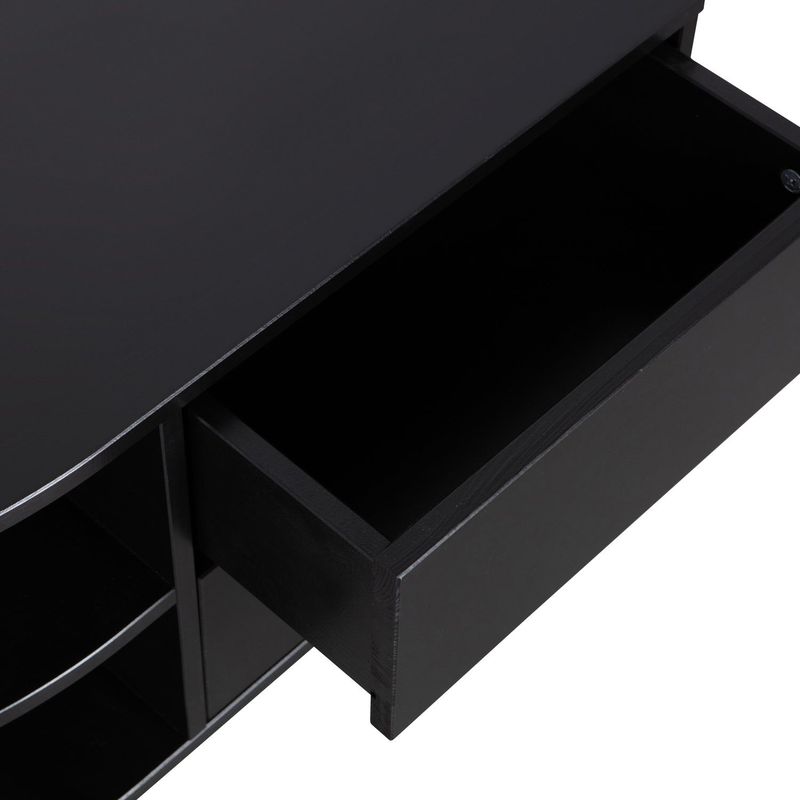 WOOOD FINCA TV-bänk rund vänster 78 cm grangren djup svart