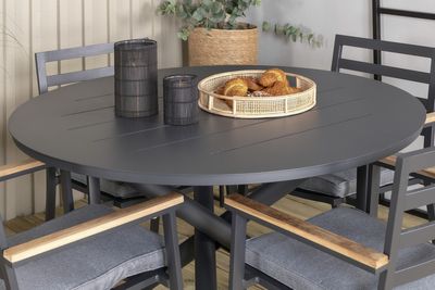 Venture Home Alma & Brasilia Runt Matbord ⌀120 Svart + 4 st Matstolar Svart