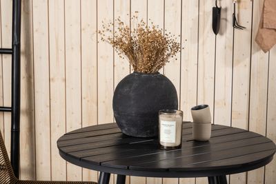 Venture Home Break & Lindos Runt Matbord ⌀90 Svart + 2 st Matstolar Brun