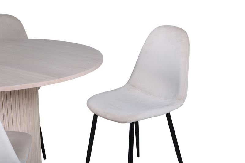 Venture Home Bianca & Polar Runt Matbord ⌀110 Vitputsad + 4 st Matstolar Beige