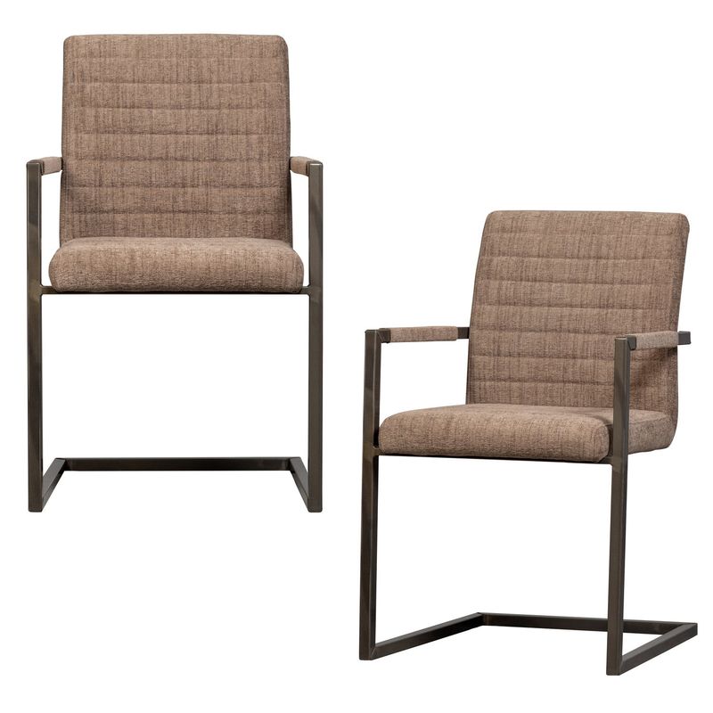 WOOOD Bas Matstol i Vävt Tyg Brun Melange 2 st