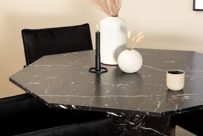 Venture Home Petra & Marbs 4 st Matstolar Svart + Runt Matbord ⌀110 Svart