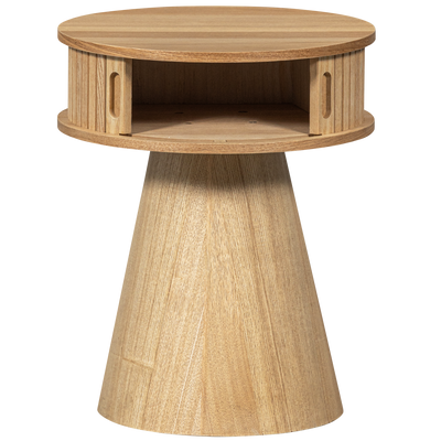 WOOOD Karri Runt Nattduksbord i MDF och Furu, Naturlig