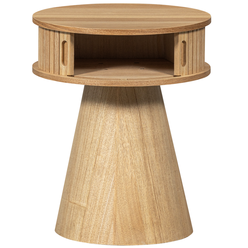 WOOOD Karri Runt Nattduksbord i MDF och Furu, Naturlig