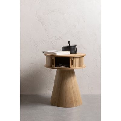 WOOOD Karri Runt Nattduksbord i MDF och Furu, Naturlig
