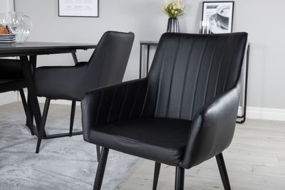 Venture Home Marina & Comfort Rektangulärt Matbord 180 x 90 Svart + 4 st Matstolar Svart