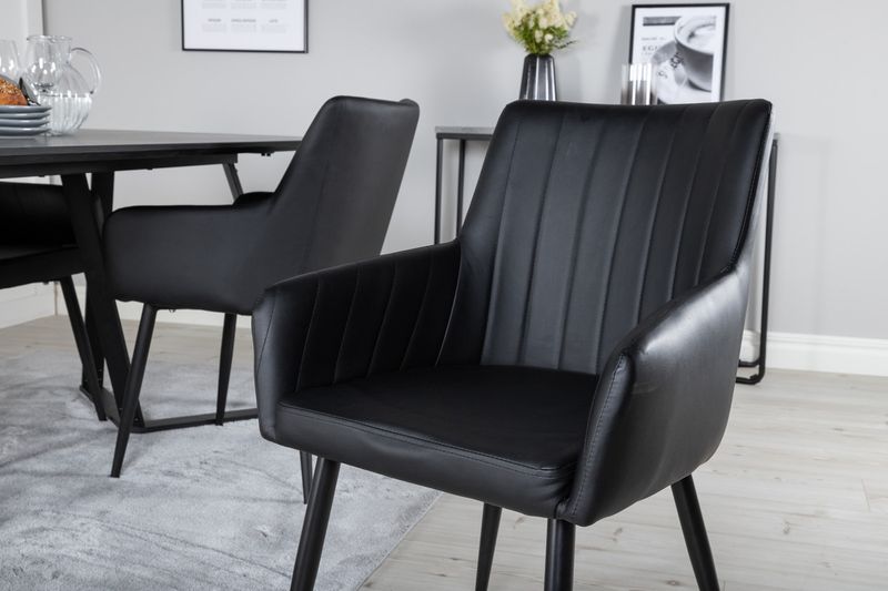 Venture Home Marina & Comfort Rektangulärt Matbord 180 x 90 Svart + 4 st Matstolar Svart