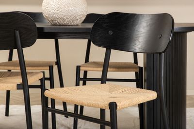 Venture Home Bianca & Polly Ovalt Matbord 200 x 90 Svart + 4 st Matstolar Svart