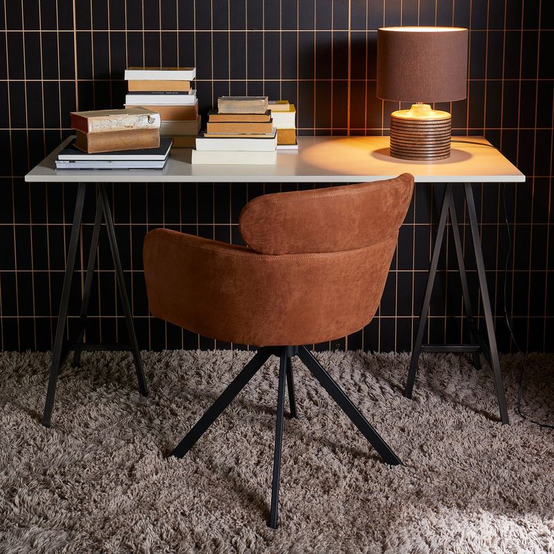 WOOOD Fenne Svängbar Matstol i Läderlook Konjak 2 st