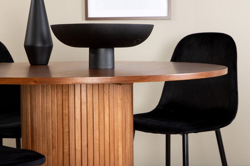 Venture Home Bianca & Polar Runt Matbord ⌀110 Valnöt + 4 st Matstolar Svart