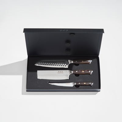 Damaskus By Hâws Wengè knivset 3 delar