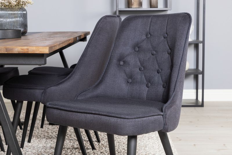 Venture Home Jakarta & Velvet Deluxe Rektangulärt Matbord 200 x 90 Svart + 6 st Matstolar Svart