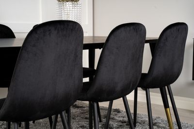 Venture Home Dipp & Polar Rektangulärt Matbord 180 x 90 Svart + 6 st Matstolar Svart