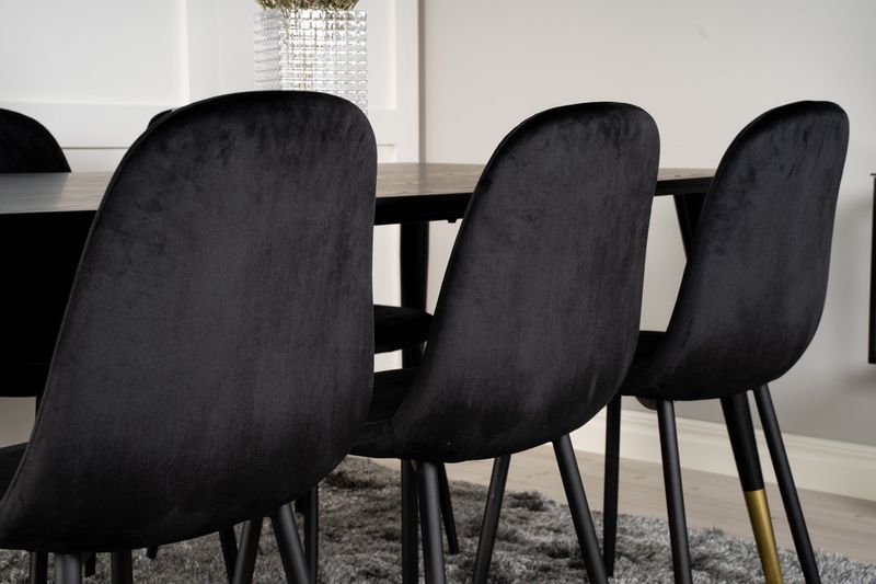 Venture Home Dipp & Polar Rektangulärt Matbord 180 x 90 Svart + 6 st Matstolar Svart