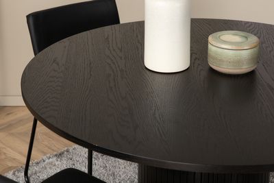 Venture Home Kenth & Bianca 4 st Matstolar Svart + Runt Matbord ⌀110 Svart