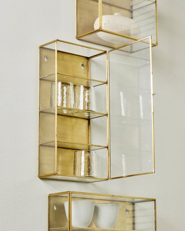 Nordal ADA Väggskåp, Small, 3 Hyllor, Gyllene Yta