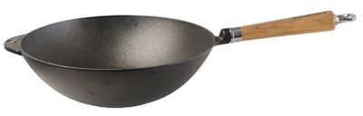 Ronneby Bruk, Wokpanna Gjutjärn 32 cm Massiv Ek Handtag