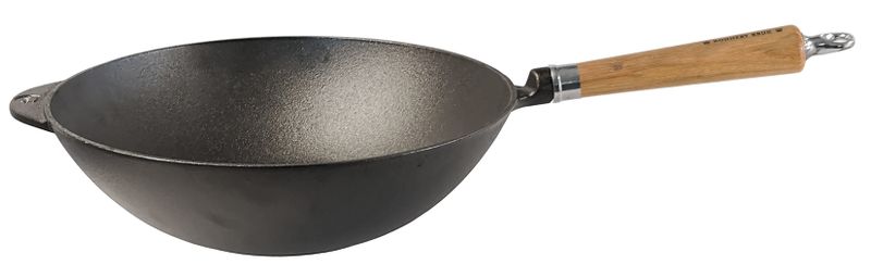 Ronneby Bruk, Wokpanna Gjutjärn 32 cm Massiv Ek Handtag