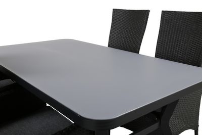 Venture Home Virya & Padova Rektangulärt Matbord 160 x 90 Svart + 4 st Reclinerstolar Svart