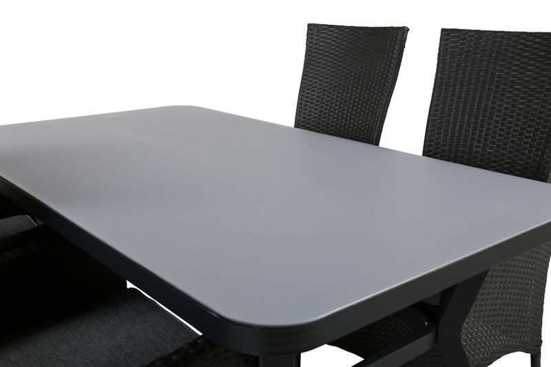 Venture Home Virya & Padova Rektangulärt Matbord 160 x 90 Svart + 4 st Reclinerstolar Svart