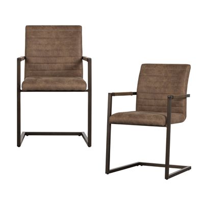 WOOOD BAS Matstol i Läderlook Mullvad 2 st