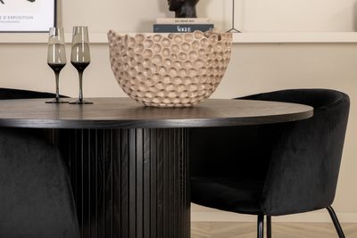 Venture Home Berit & Bianca 4 st Matstolar Svart + Runt Matbord ⌀110 Svart