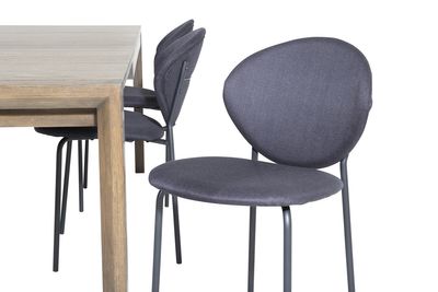 Venture Home Slider & Vault Rektangulärt Matbord 170 x 95 Natur + Matstolar 6-pack Svart