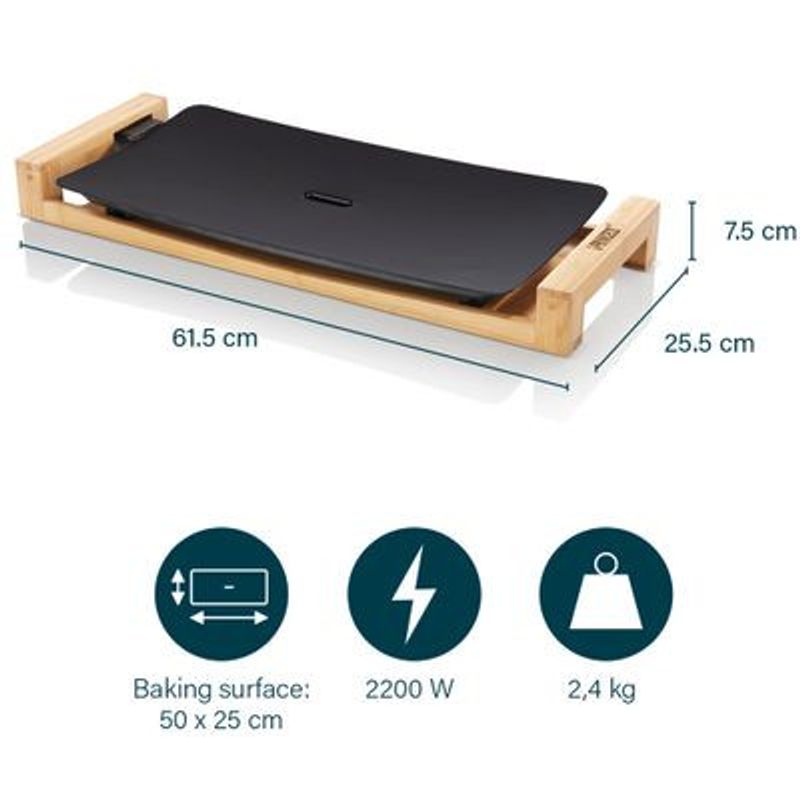 Princess Bordsgrill Table Chef Pure Black Bamboo 50X25