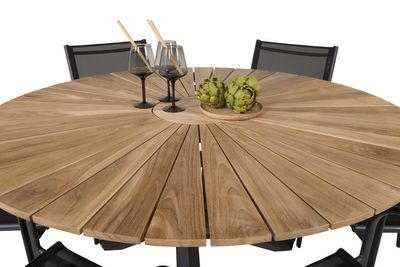 Venture Home Mexico & Santorini Runt Matbord ⌀140 Svart + Matstolar 6-pack Svart