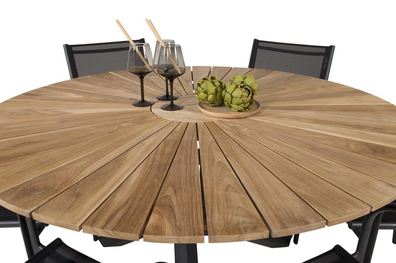 Venture Home Mexico & Santorini Runt Matbord ⌀140 Svart + Matstolar 6-pack Svart