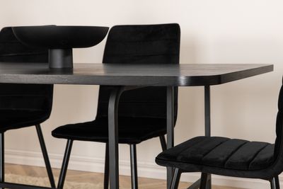 Venture Home Uno & Windu Rektangulärt Matbord 200 x 90 Svart + 6 st Matstolar Svart