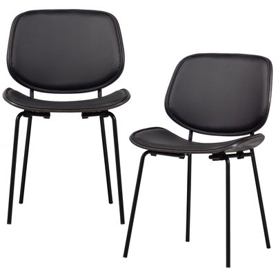 WOOOD CLOSE IN Matstol - Svart Läderlook och Multiplex 2 st