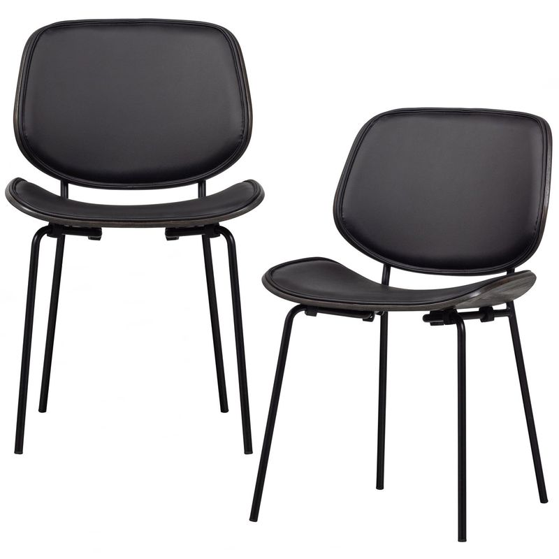 WOOOD CLOSE IN Matstol - Svart Läderlook och Multiplex 2 st