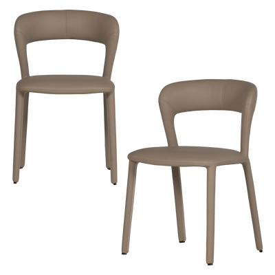 WOOOD Noble Matstol i Sandfärgat Läder 2 st