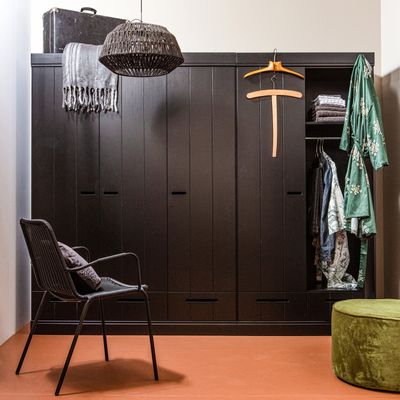 WOOOD Connect 3-dörrars Klädskåp med Låda - Svart