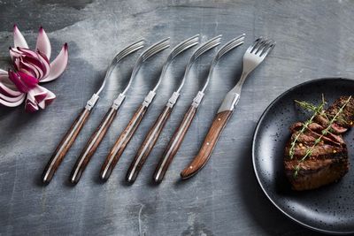 Laguiole By Hâws grillgafflar 6-pack, handtag i wengéträ