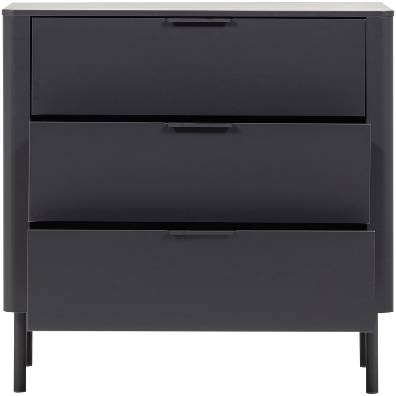 WOOOD Gunnar Byrå med Lådor i Matt Svart Furu