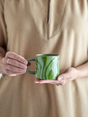 Bloomingville Ninka Mugg, Grön, Stengods - 6-pack