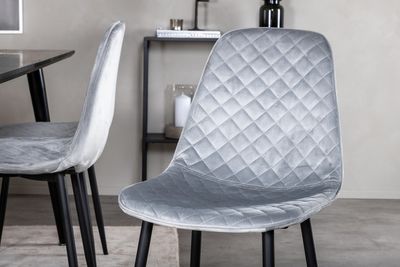 Venture Home Dipp & Polar Rektangulärt Matbord 180 x 90 Svart + 6 st Matstolar Grå