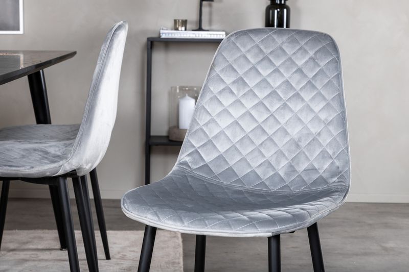 Venture Home Dipp & Polar Rektangulärt Matbord 180 x 90 Svart + 6 st Matstolar Grå